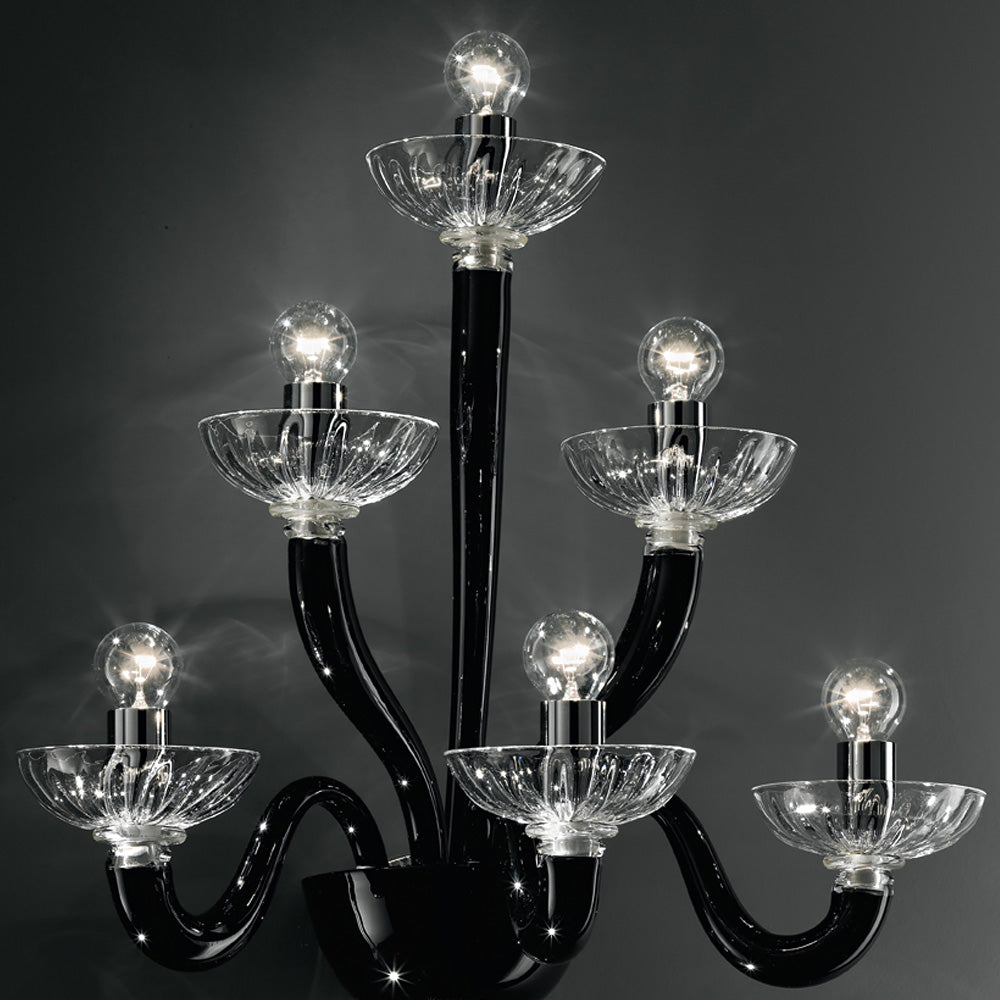 Black Murano Glass Modern Wall Light