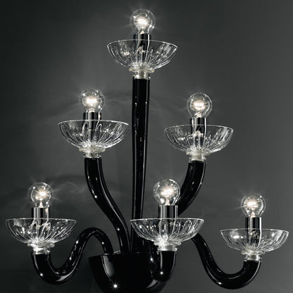 Black Murano Glass Modern Wall Light