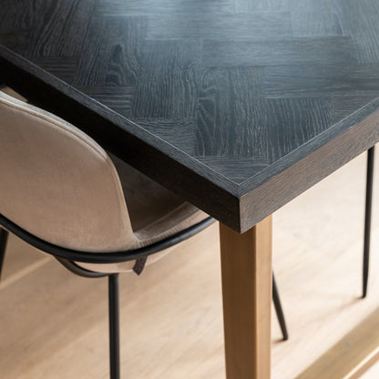 Black Oak And Brushed Gold Effect Dining Table