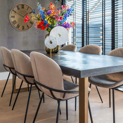 Black Oak And Brushed Gold Effect Dining Table