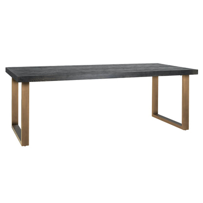 Black Oak And Brushed Gold Effect Dining Table