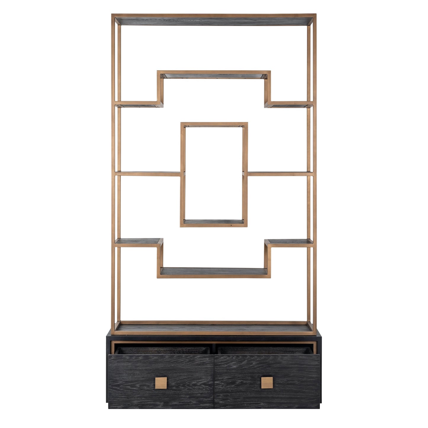 Black Oak And Brushed Gold Effect Wall Cabinet