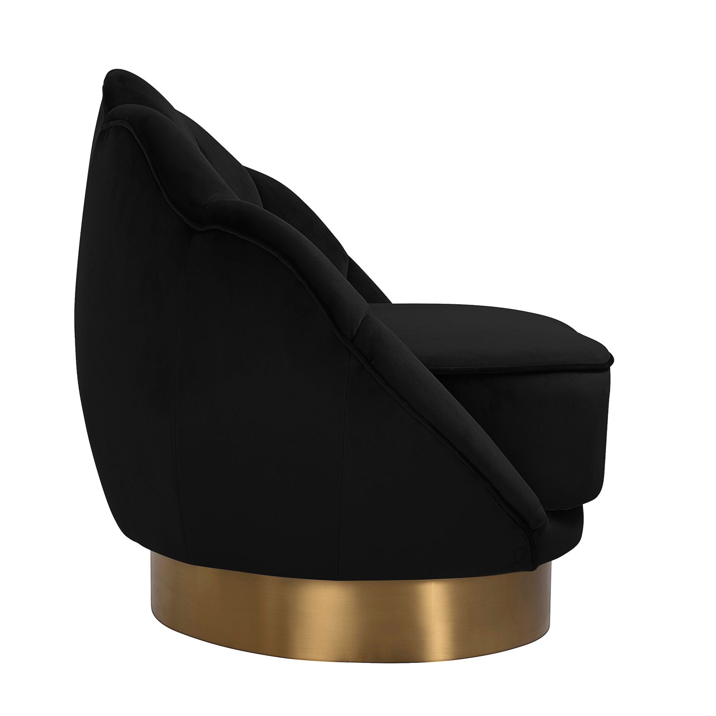 Black Velvet Scalloped Edge Occasional Chair