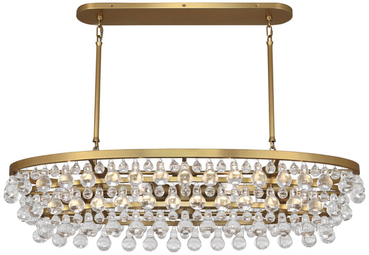 Bling Chandelier Brass with Glass Drops 19 x 42 oval