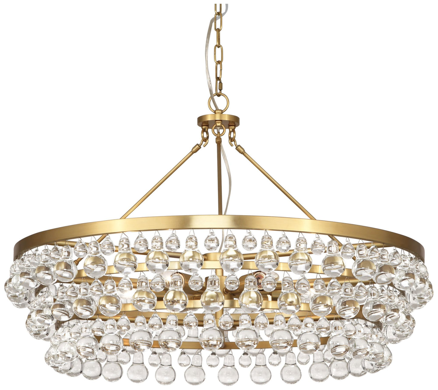 Bling Chandelier Brass with Glass Drops 35"