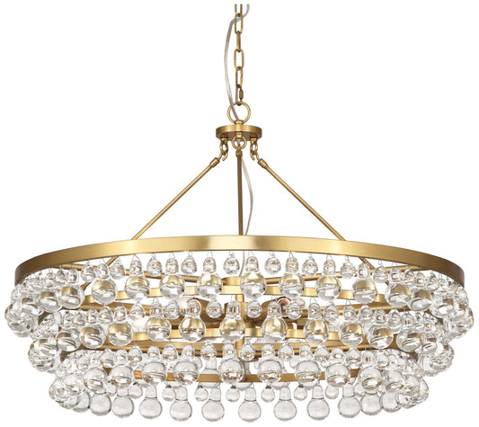 Bling Chandelier Brass with Glass Drops 35"