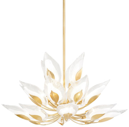 Blossom 20Lt Gold Leaf Chandelier