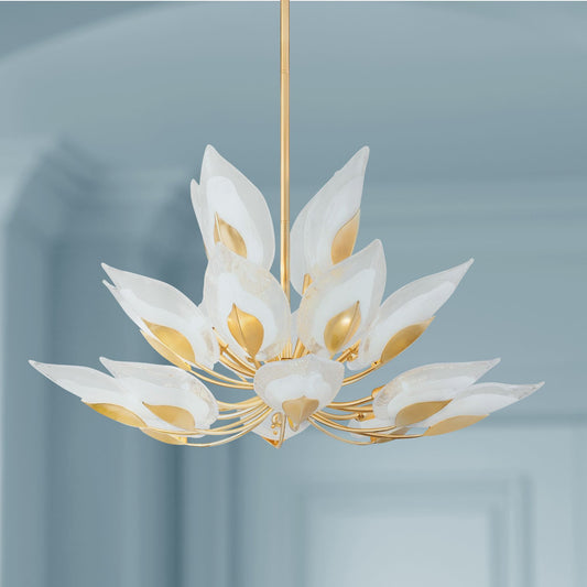 Blossom 20Lt Gold Leaf Chandelier