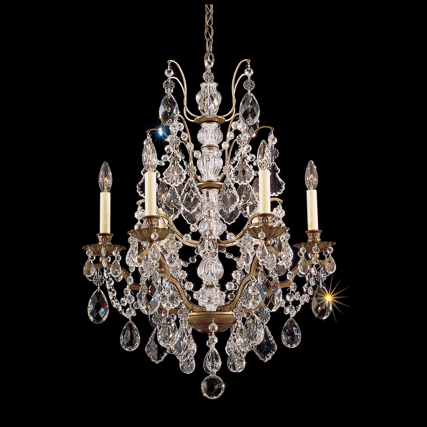 Bordeaux 29"H x 22"W 6-Light Crystal Chandelier in Etruscan Gold