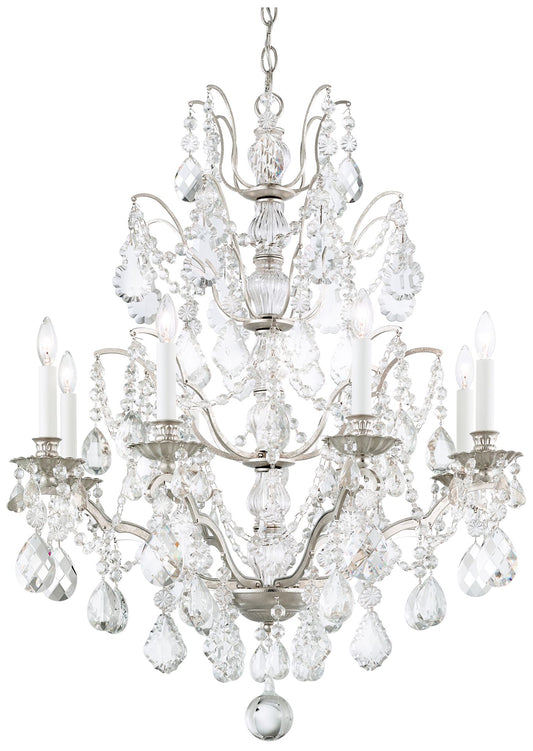 Bordeaux 32"H x 28"W 8-Light Crystal Chandelier in Antique Silver