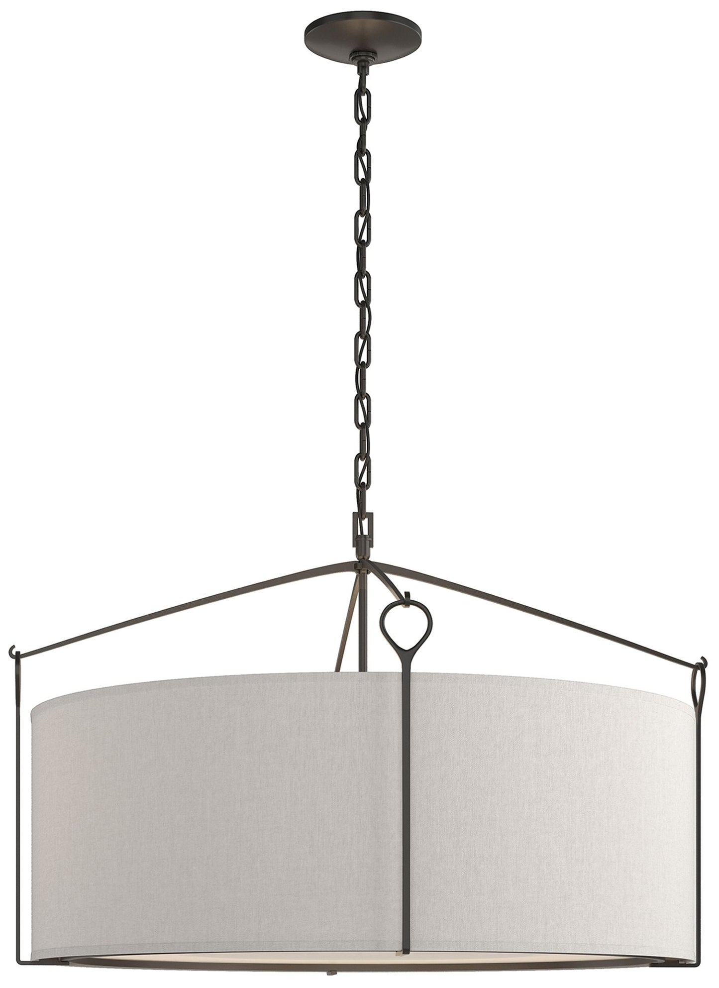 Bow Large Pendant - Black Finish - Flax Shade