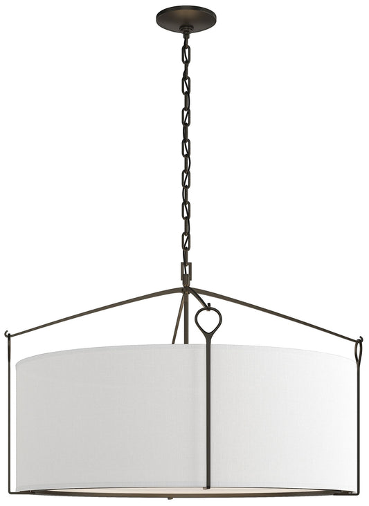 Bow Large Pendant - Black Finish - Natural Anna Shade