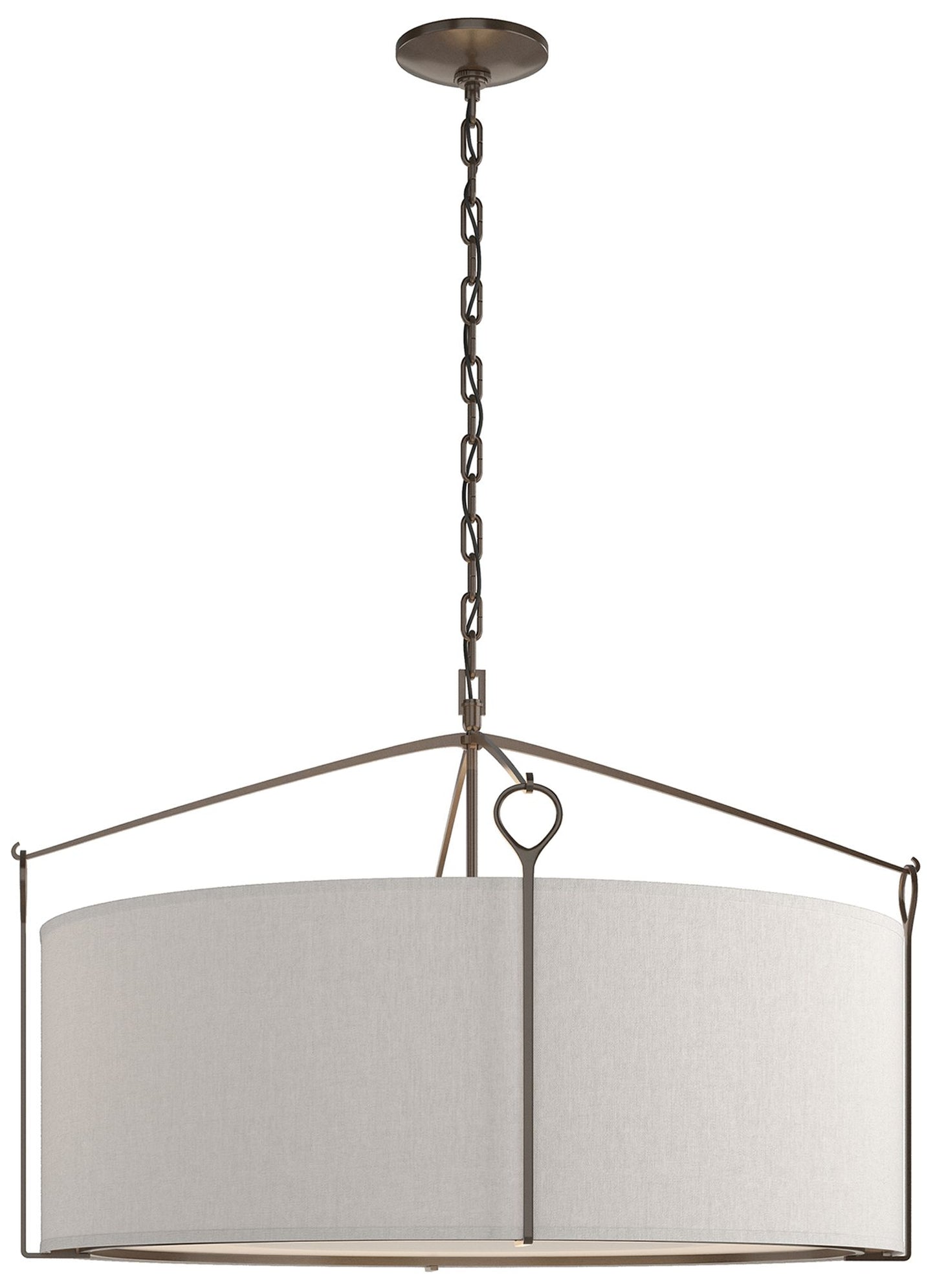 Bow Large Pendant - Bronze Finish - Flax Shade