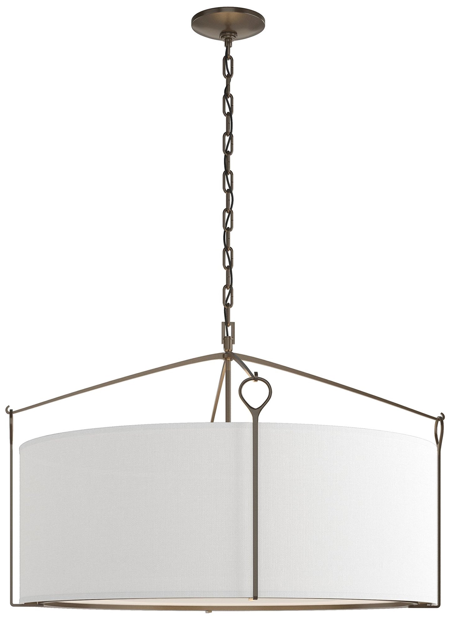 Bow Large Pendant - Bronze Finish - Natural Anna Shade