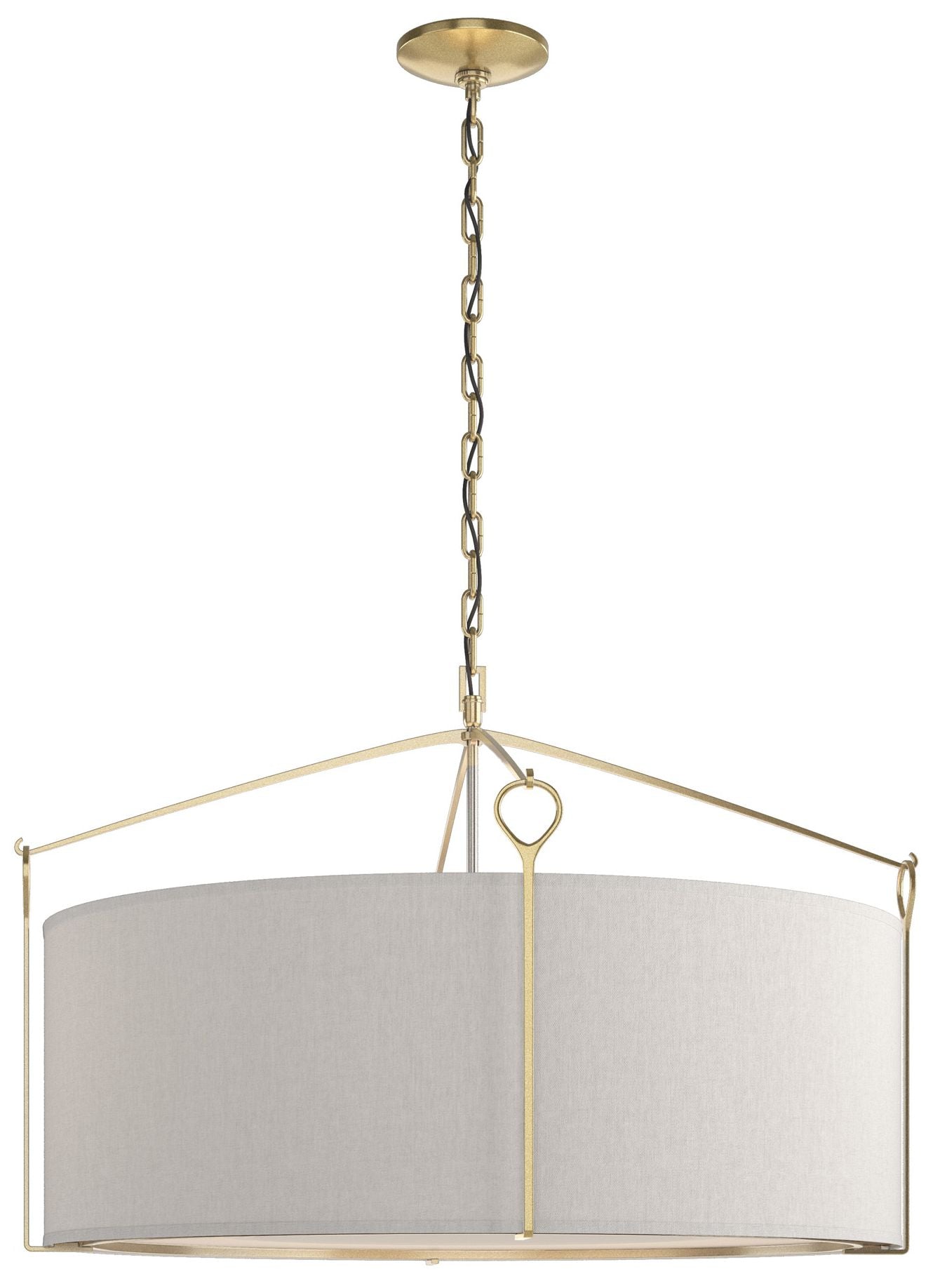 Bow Large Pendant - Modern Brass - Flax Shade