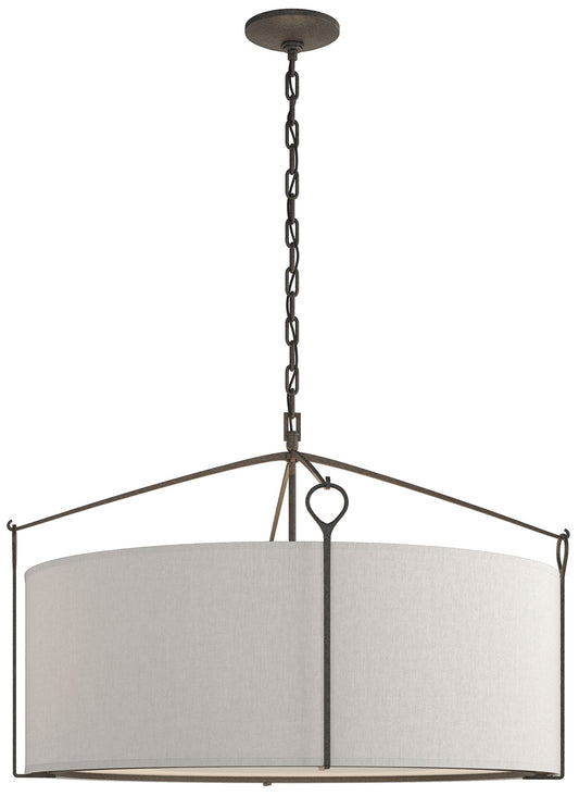 Bow Large Pendant - Natural Iron Finish - Flax Shade