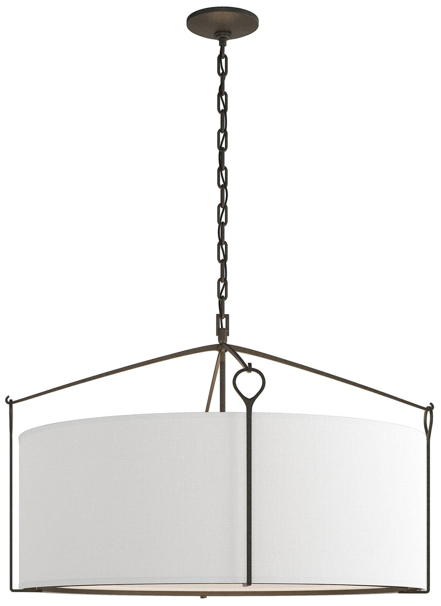 Bow Large Pendant - Natural Iron Finish - Natural Anna Shade