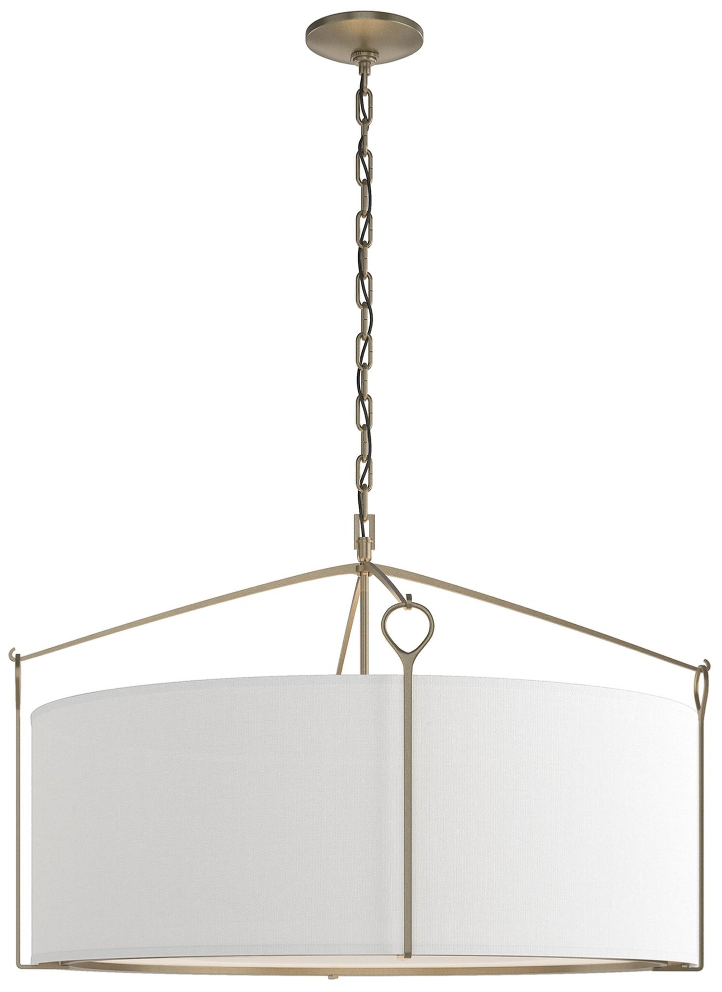 Bow Large Pendant - Soft Gold Finish - Natural Anna Shade