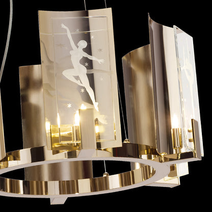 Brass And Italian Crystal Contemporary Chandelier