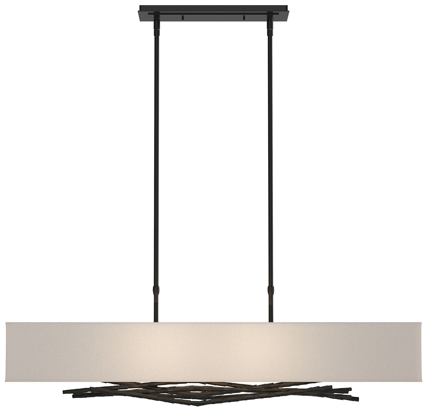 Brindille 42" Black Long Pendant Flax Shade