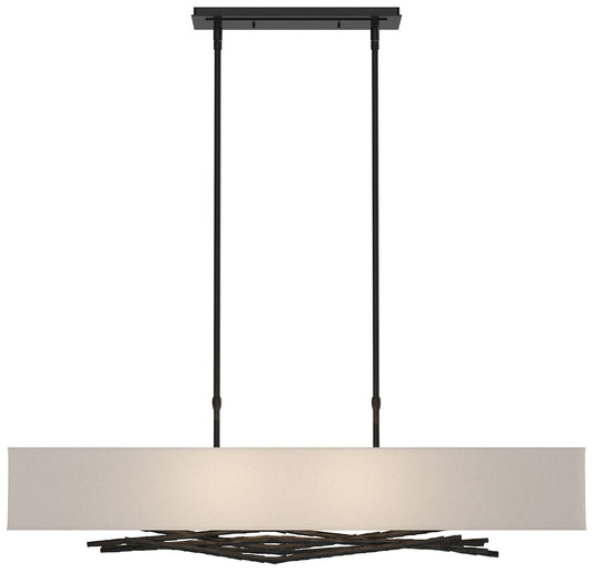 Brindille 42" Black Short Pendant Flax Shade