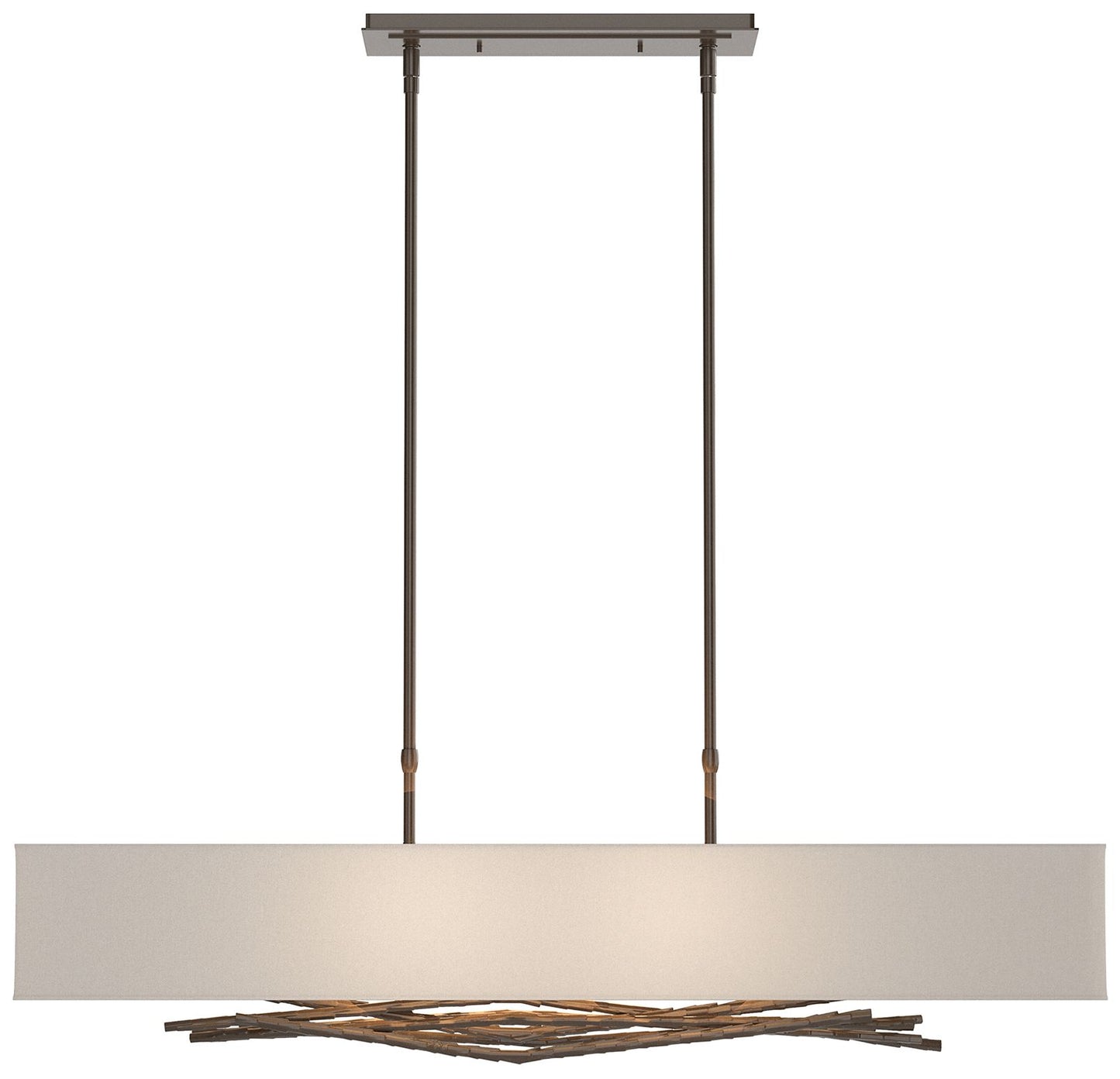 Brindille 42" Bronze Long Pendant Flax Shade