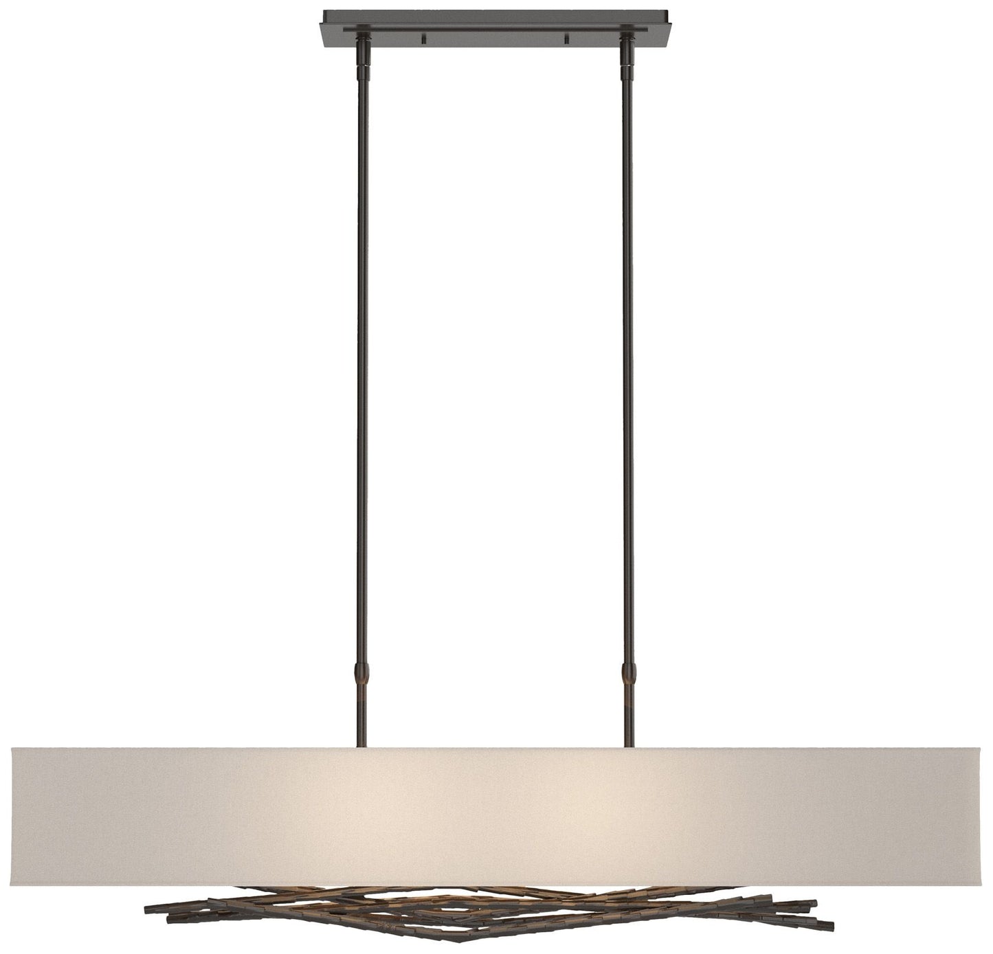 Brindille 42" Oil Rubbed Bronze Long Pendant Flax Shade