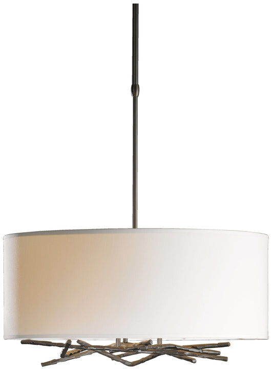 Brindille Drum Shade Pendant - Smoke - Natural Shade - Standard Height