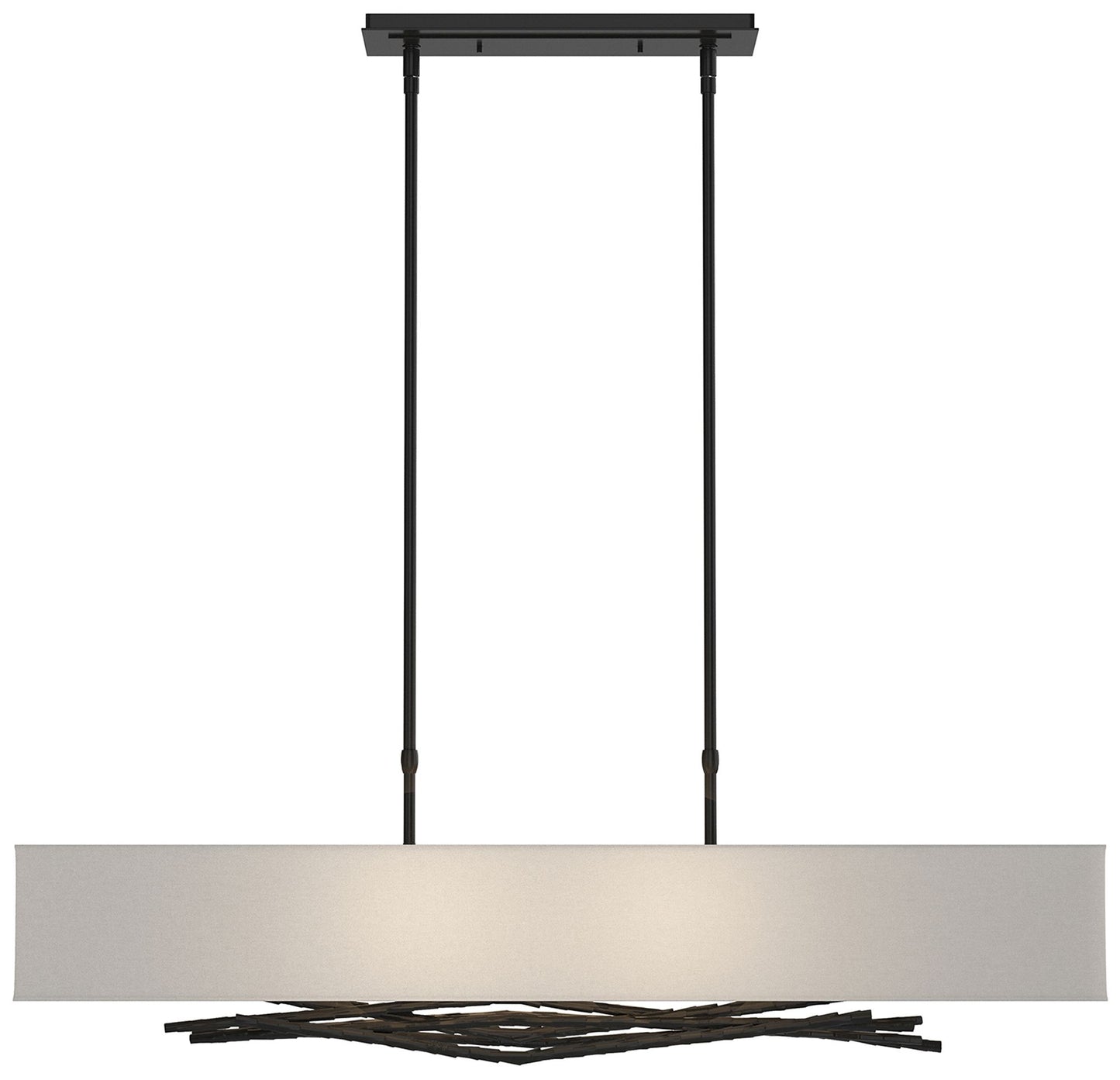 Brindille Pendant - Black Finish - Natural Anna Shade - Standard Height