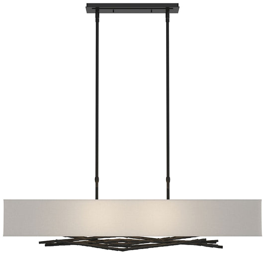 Brindille Pendant - Black Finish - Natural Anna Shade - Standard Height