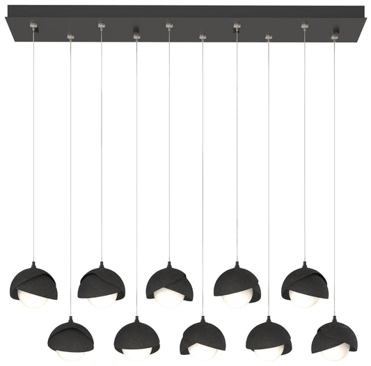 Brooklyn 10-Light Double Shade Rectangular Pendant - Black - Black - Opal