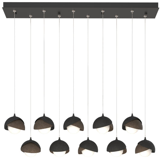 Brooklyn 10-Light Double Shade Rectangular Pendant - Black - Bronze - Opal