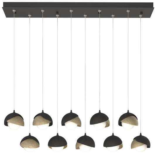 Brooklyn 10-Light Double Shade Rectangular Pendant - Black - Gold - Opal