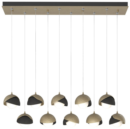 Brooklyn 10-Light Double Shade Rectangular Pendant - Gold - Black - Opal