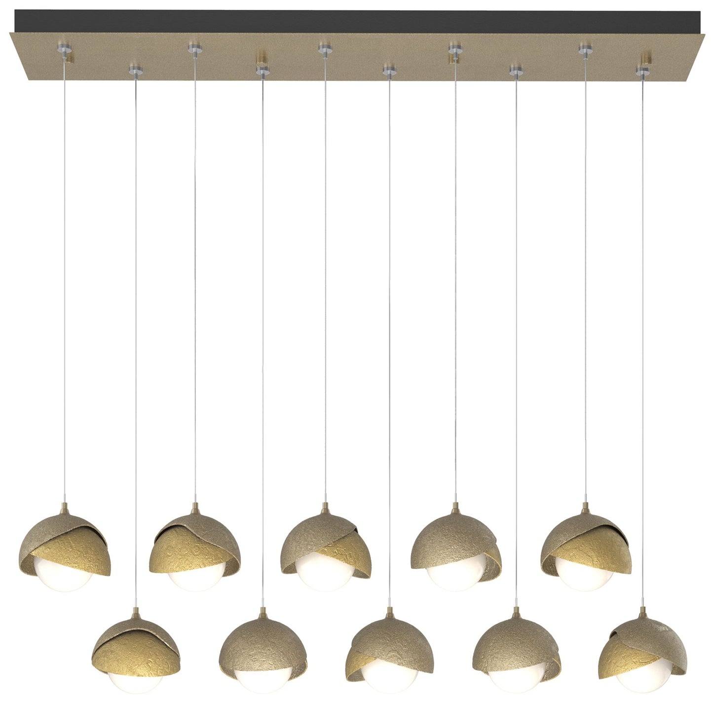 Brooklyn 10-Light Double Shade Rectangular Pendant - Gold - Brass - Opal