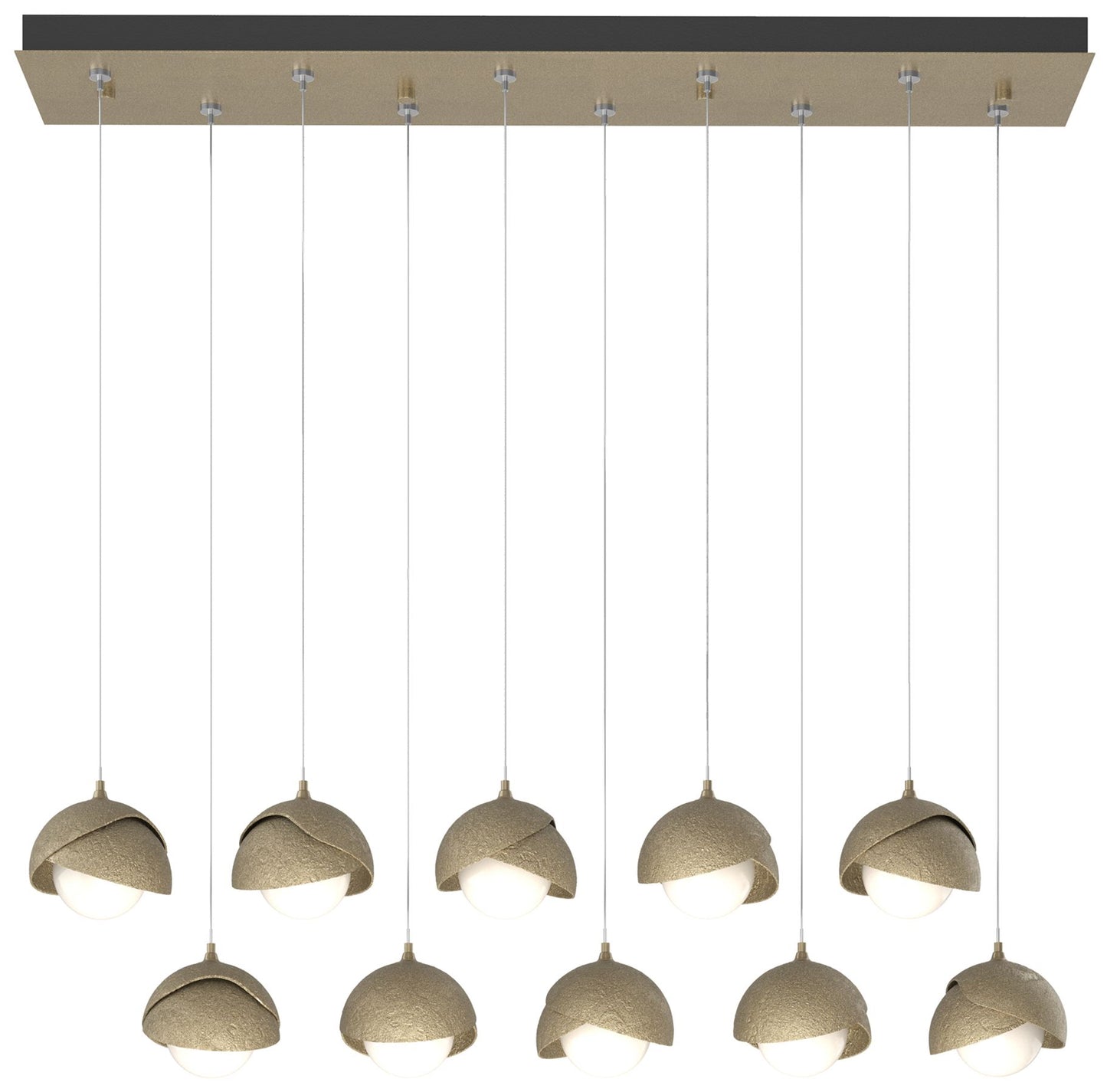 Brooklyn 10-Light Double Shade Rectangular Pendant - Gold - Gold - Opal