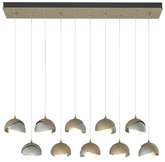 Brooklyn 10-Light Double Shade Rectangular Pendant - Gold - Platinum - Opal