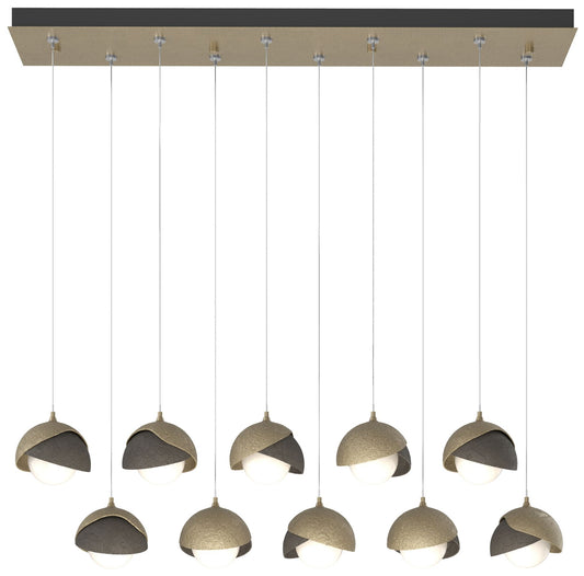 Brooklyn 10-Light Double Shade Rectangular Pendant - Gold - Smoke - Opal