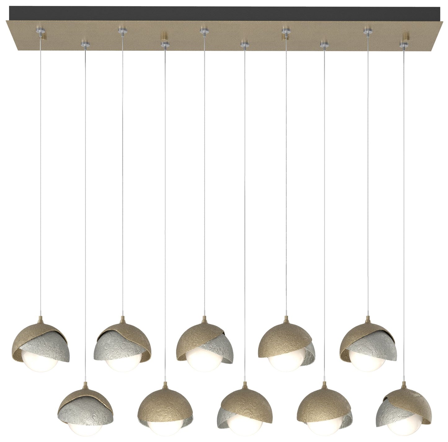 Brooklyn 10-Light Double Shade Rectangular Pendant - Gold - Sterling - Opal