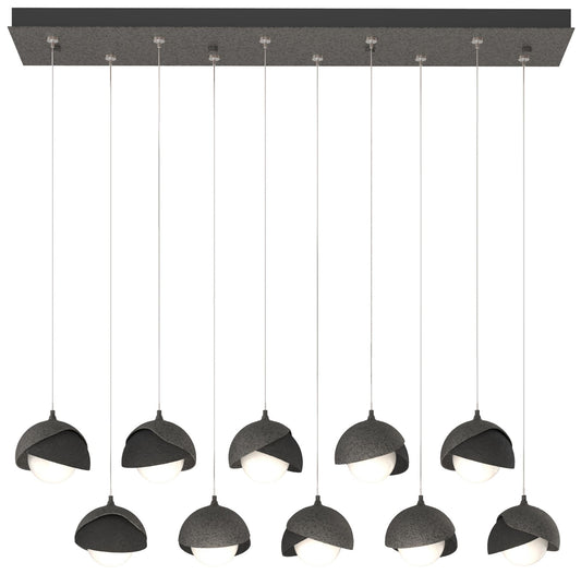 Brooklyn 10-Light Double Shade Rectangular Pendant - Iron - Black - Opal