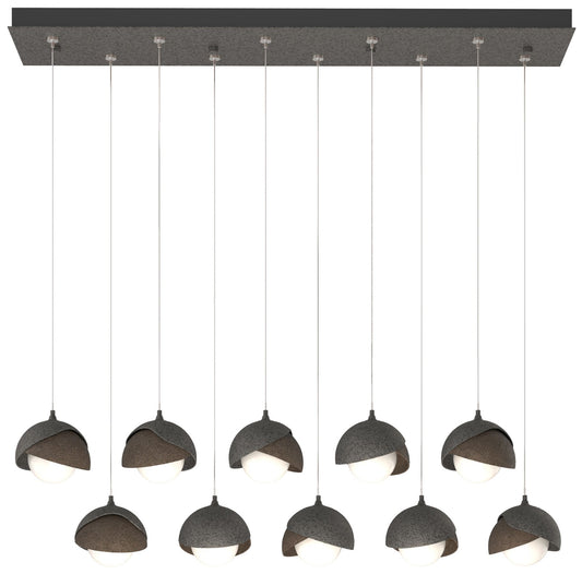 Brooklyn 10-Light Double Shade Rectangular Pendant - Iron - Bronze - Opal