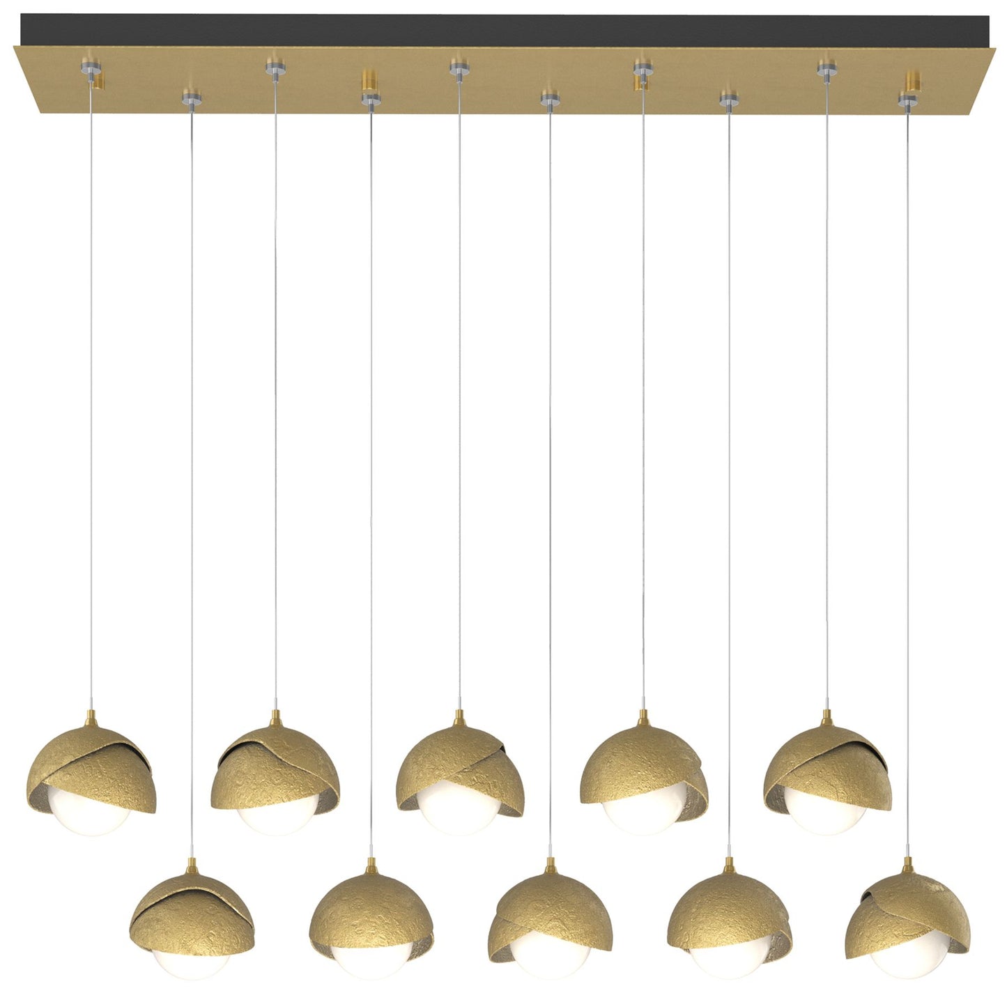 Brooklyn 10-Light Double Shade Rectangular Pendant - Modern Brass - Opal