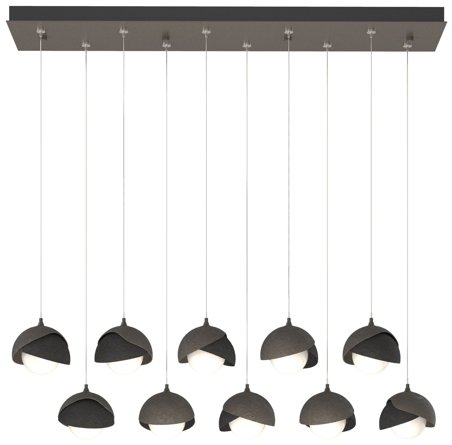 Brooklyn 10-Light Double Shade Rectangular Pendant - Smoke - Black - Opal