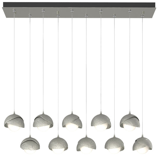 Brooklyn 10-Light Double Shade Rectangular Pendant - Sterling - Opal