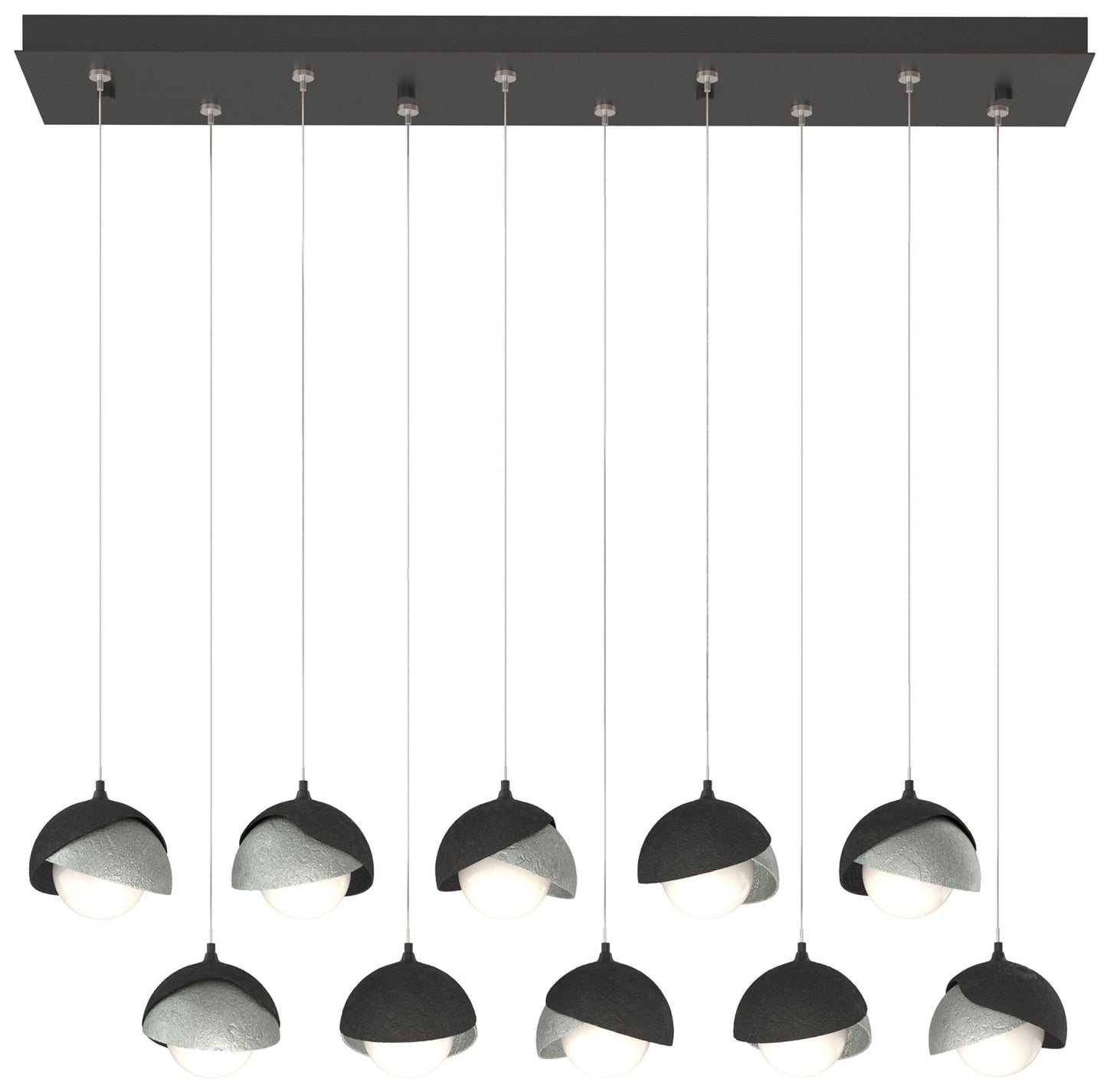 Brooklyn 10-Light Rectangular Pendant - Black - Platinum - Opal