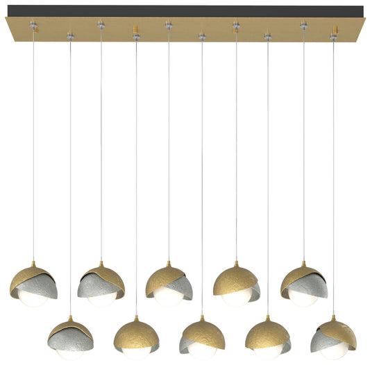 Brooklyn 10-Light Rectangular Pendant - Brass - Platinum - Opal