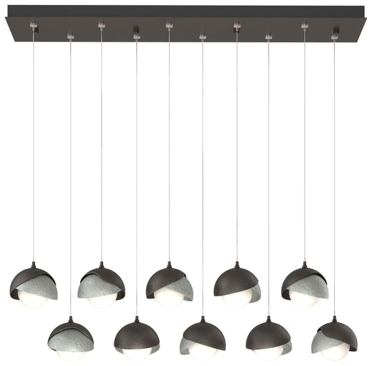 Brooklyn 10-Light Rectangular Pendant - Bronze - Platinum - Opal