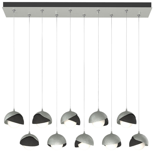 Brooklyn 10-Light Rectangular Pendant - Platinum - Black - Opal