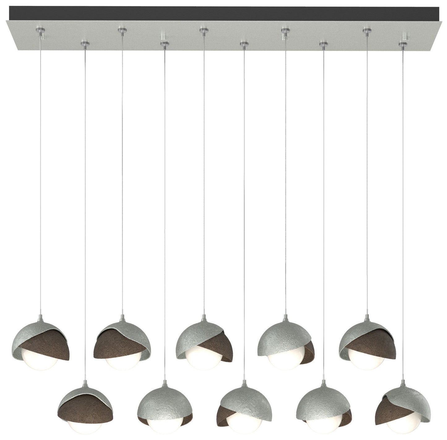 Brooklyn 10-Light Rectangular Pendant - Platinum - Bronze - Opal