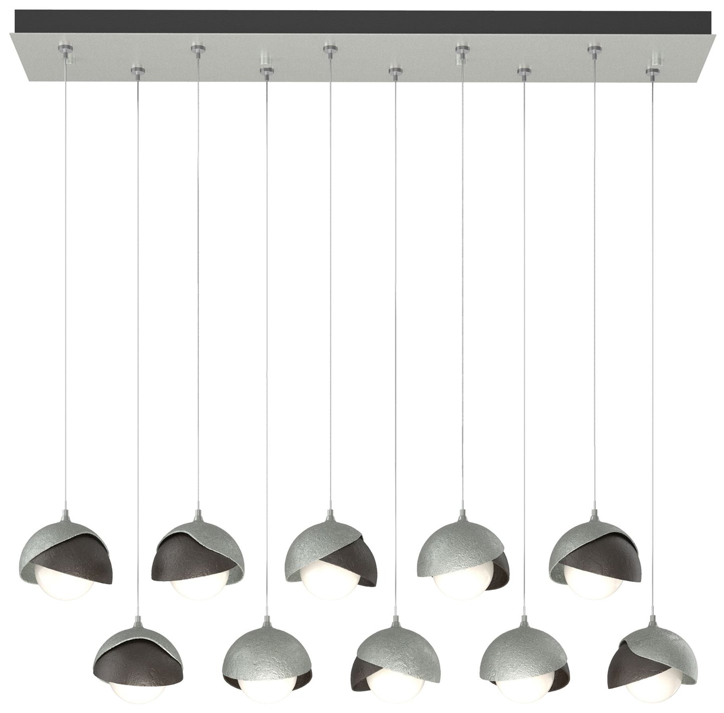 Brooklyn 10-Light Rectangular Pendant - Platinum - Bronze - Opal